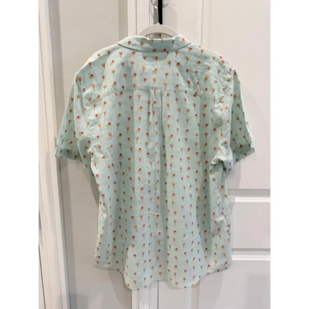Marine Layer Palm Tree Shirt Men's M/L 100% Cotton Short Sleeve Button Up Aqua - Picture 8 of 10
